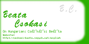 beata csokasi business card